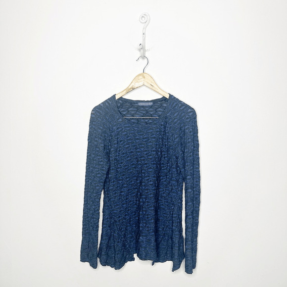 CUT LOOSE Long Sleeve Tunic Textured Lagenlook Art To Wear blue womens Small s - Picture 1 of 7